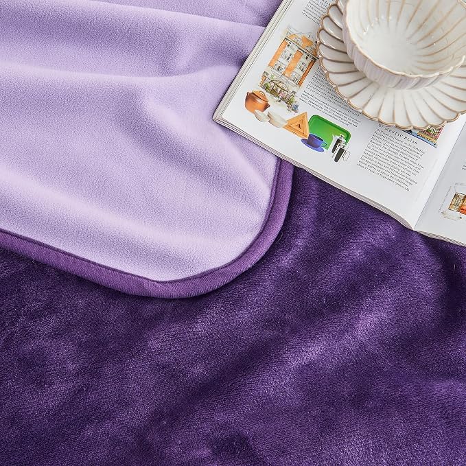 Waterproof Blanket 30"x40" for Dogs Cats, Reversible Waterproof Bed Cover for Pets, Soft Leakproof Blanket for Bed Couch Sofa Furniture Protector, Dark Purple/Light Purple