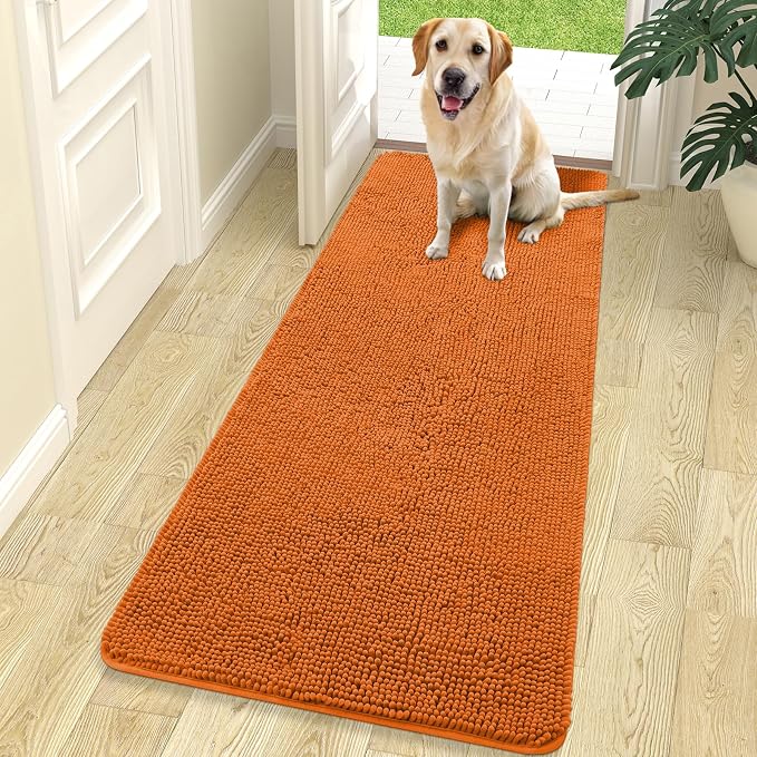 OLANLY Dog Door Mat for Muddy Paws 70x24, Super Absorbent Chenille Mud Mat | Clay, Absorbs Moisture and Dirt, Non-Slip Machine Washable Doormat, Quick-Drying Indoor Entryway Floor Carpet for Dogs
