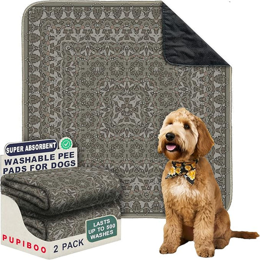 PUPIBOO Washable Pee Pads for Dogs and Cats - Super Absorbent Reusable Puppy Training Pads - 100% Waterproof, Leak-Proof & Non-Slip Whelping Pads for Pet Housebreaking