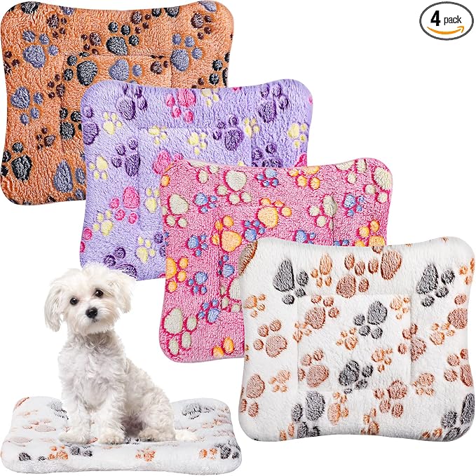 4 Pack Soft Pet Bed Mat Small Dog Crate Fleece | Tuanse Soft Pet Beds Mat Small Dog Crate Fleece,13 X 19 Inches,Vivid Color