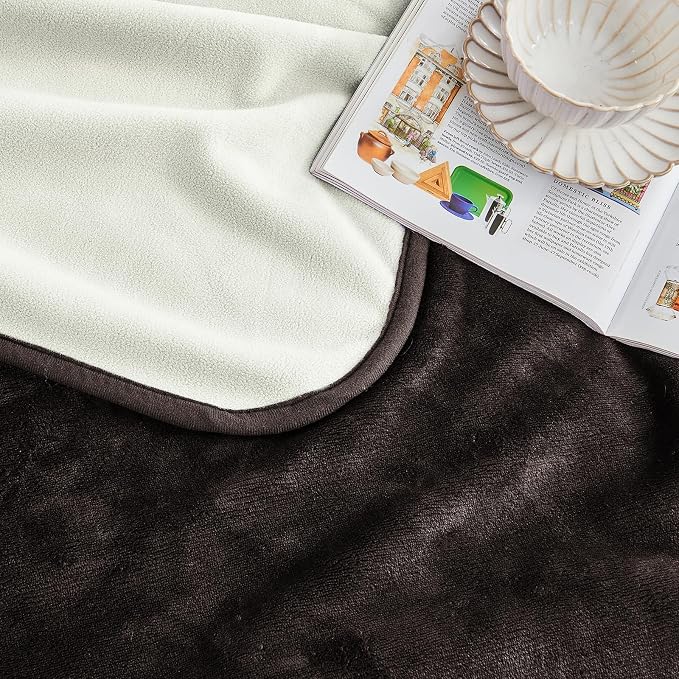 Waterproof Blanket 40"x60" for Adults, Reversible Waterproof Bed Cover for Dogs Cats Pets, Soft Leakproof Blanket for Bed Couch Sofa Furniture Protector, Brown/Off White