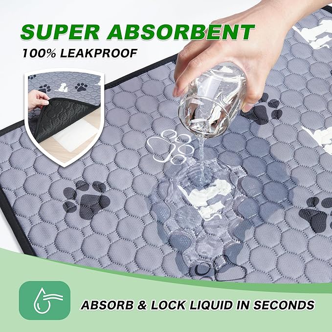 WanpeeGoo Washable Pee Pads for Dogs, Waterproof, 32 x 52 in, 2 Pack, Gray