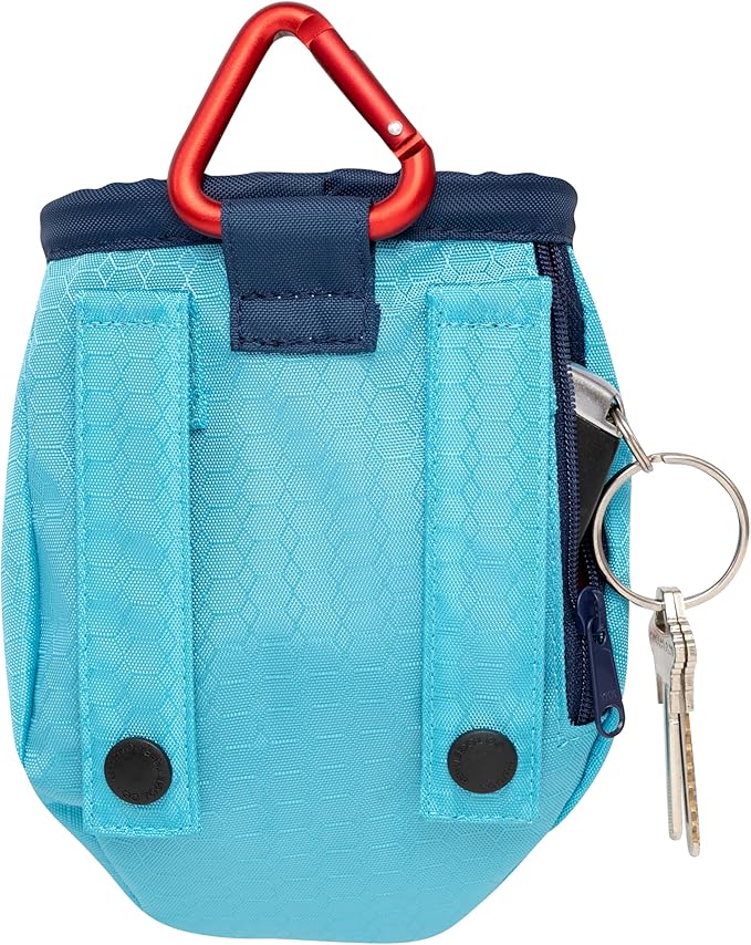 Kurgo Go Stuff It Dog Treat Bag, Coastal Blue | MOLLE-Compatible Training Pouch with Drawstring Closure, Zippered Storage Pocket, Reflective for Nighttime Visibility