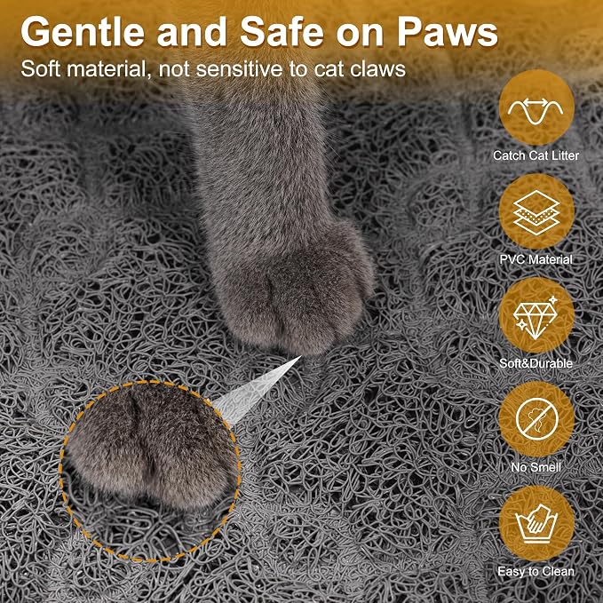 Cat Litter Box Mat, 35" x 24" Large Kitty Litter Trapping Mat Keep Floor Clean, Litter Box Mat Scatter Control, Waterproof, Easy to Clean, Durable Large Size Litter Mats for Floor