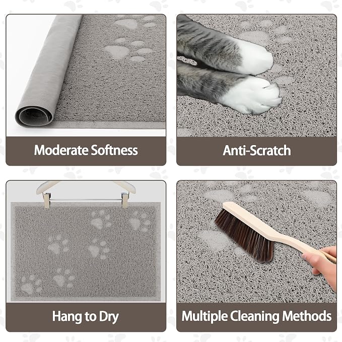 Darkyazi Cat Litter Box Mat for Floor Litter Trapping Mat Non-Slip Backing, Scatter Control, Easy Clean, Water Resistant, Soft on Paws (15.75" x 11.75",Gray Sand)