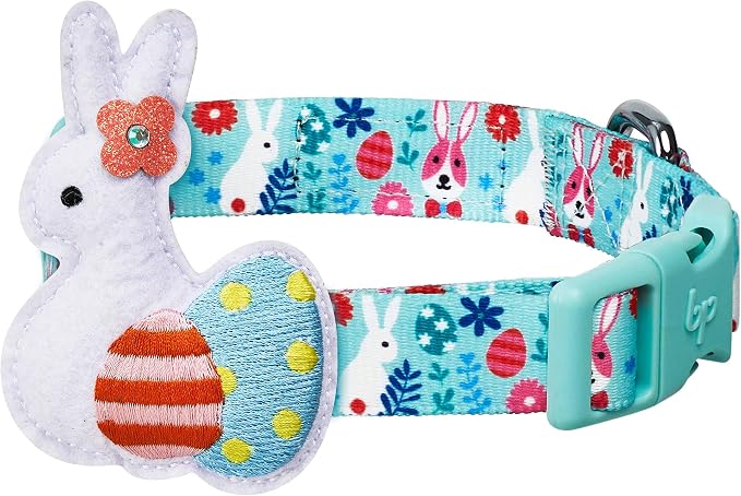 Blueberry Pet Easter Bunny & Egg Adjustable Dog Collar, Minty Green, Small, 12"-16" Neck, Dog Collars for Small Dogs, Puppy Collar, Easter Dog Collar Girl, Pink Easter Dog Bow Tie