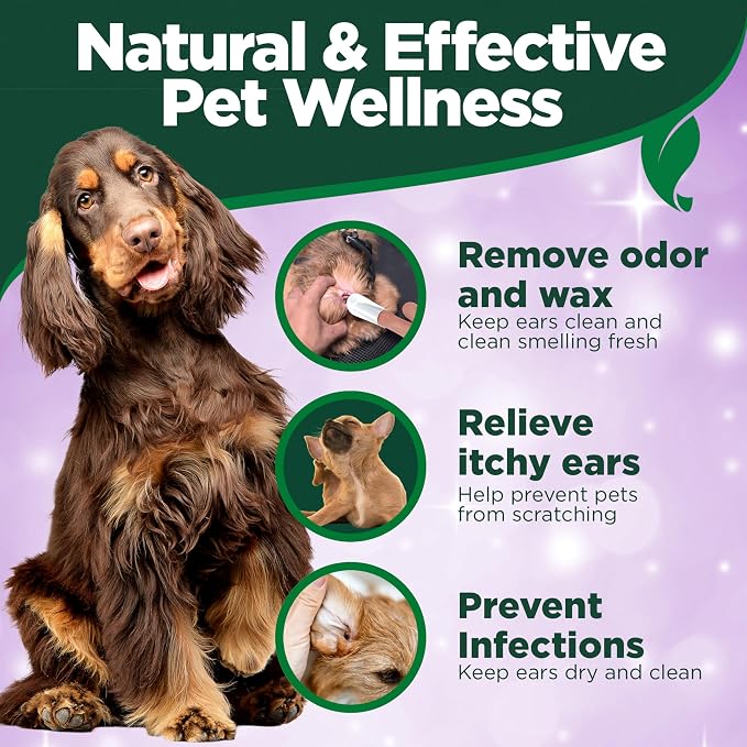Vet's Best Ear Relief Finger Wipes, Ear Cleansing Finger Wipes for Dogs, Sooths & Deodorizes, 50 Disposable Dog-Wipes (Pack of 2)
