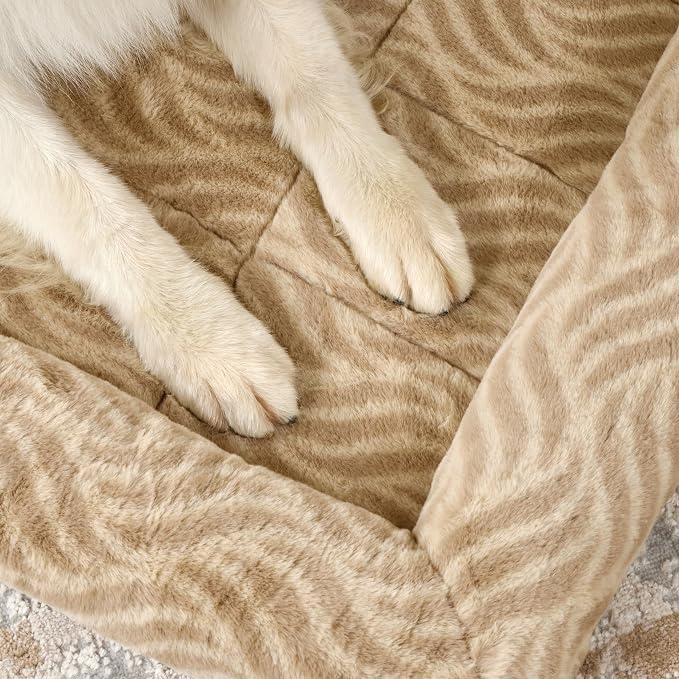 MidWest Homes for Pets QuiteTime Deluxe Wave Bolster Bed for Small Dogs; Easily Machine Wash and Dry; Tan; 22"; 40222-WVTN