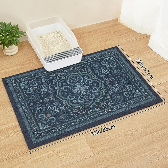Unicorn Catcher 33"x22" Cat Litter Mat Non-Slip Washable Litter Box Mat | High-Density PVC Litter Catcher Mat Efficiently Traps Scattered Litter From Paws To Keep Floors Clean