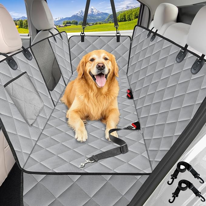 Kytely Heavy Duty Dog Car Seat Cover, 100% Waterproof & Scratch-Proof Backseat Protector with Mesh Window – Non-Slip Hammock for Cars Trucks SUVs, Keep Seats Clean & Dog Comfortable