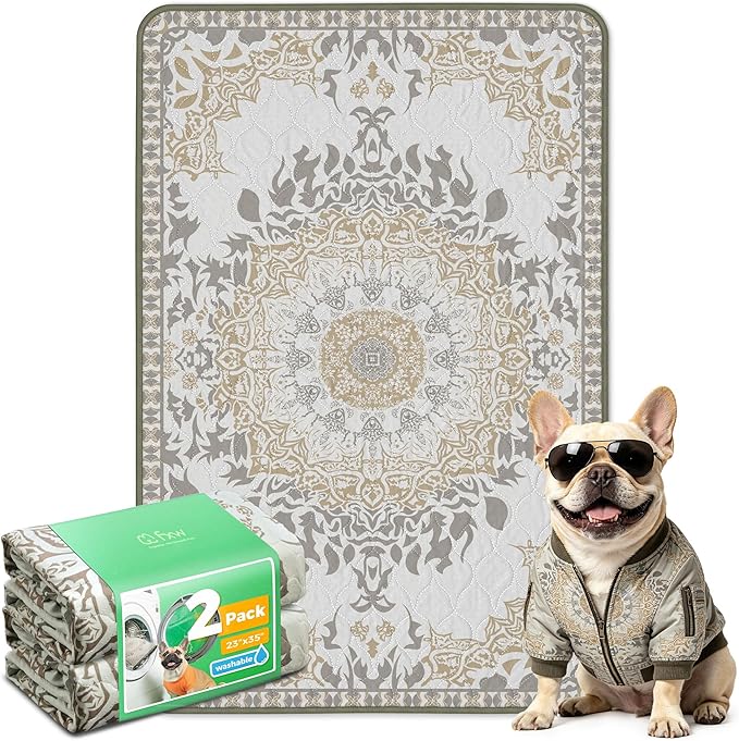 FXW Washable Pee Pads for Dogs, Super Absorbent, 23" x 35", 2 Packs | Machine washable, Non-slip backing
