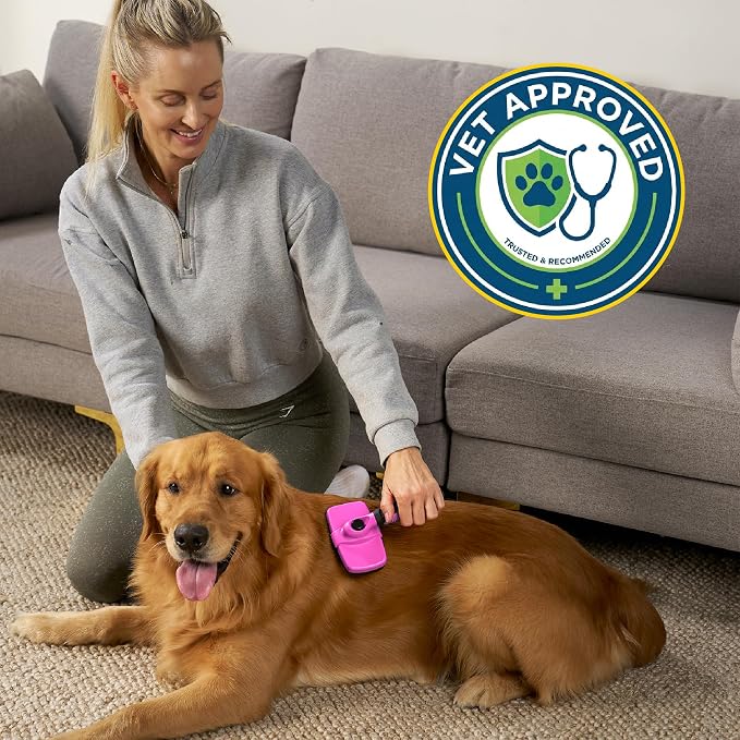 Deshedding Dog Brush for Shedding – Self Clean Cat Brush Deshedding & Grooming Tool for Long Haired and Short Haired Dogs, Slicker Brushes for Dogs, Skin-Friendly, Retractable Bristles, Easy to Clean