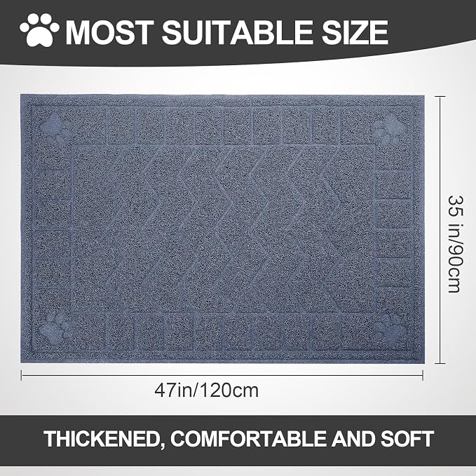 Cat Litter Mat, Litter Trapping Mat Soft on Kitty Paws, 47" x 35" Kitten Litter Box Mat for Cleaner Floors, Waterproof, Easy Clean, Durable XL Large Size Cat Litter Pad for Kitten.…