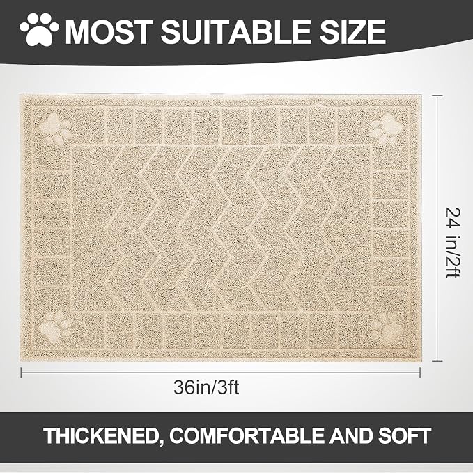 Cat Litter Mat, Litter Trapping Mat Soft on Kitty Paws, 35" x 24" Kitten Litter Box Mat for Cleaner Floors, Waterproof, Easy Clean, Durable Large Size Cat Litter Pad for Kitten.