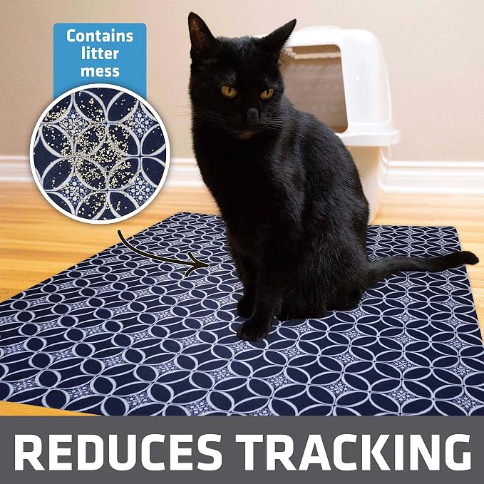 Drymate Cat Litter Box Mat, Litter Trapping Mat, Indigo, 29x36 XL | Waterproof, Urine-Proof, Absorbent, Machine Washable, Soft on Paws, Contains Mess, Protects Floors, Kitten Supplies, USA Made