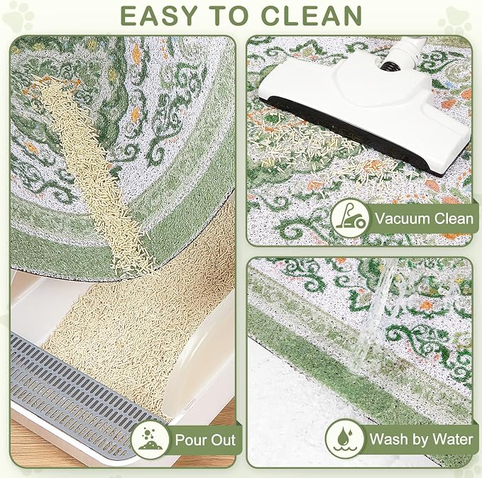 Unicorn Catcher 24"x15" Cat Litter Mat Non-Slip Washable Litter Box Mat | High-Density PVC Litter Catcher Mat Efficiently Traps Scattered Litter From Paws To Keep Floors Clean