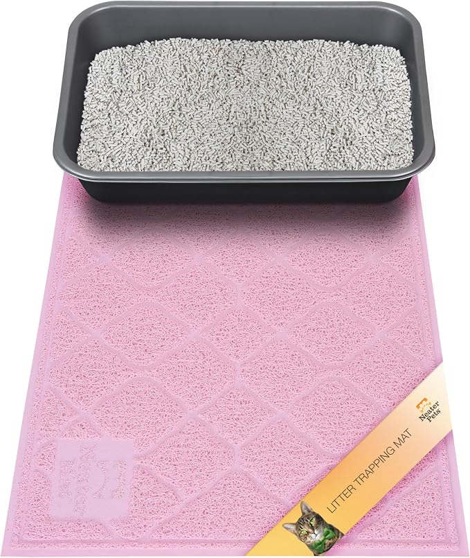 Neater Pets Neater Mat Cat Litter Mat, Thick & Durable Cat Mat for Litter Box, Trapper Pad Catches Mess to Protect Indoor Floors, Soft on Kitty Paws, Anti-Skid Grip Backing, Easy to Clean, Pink