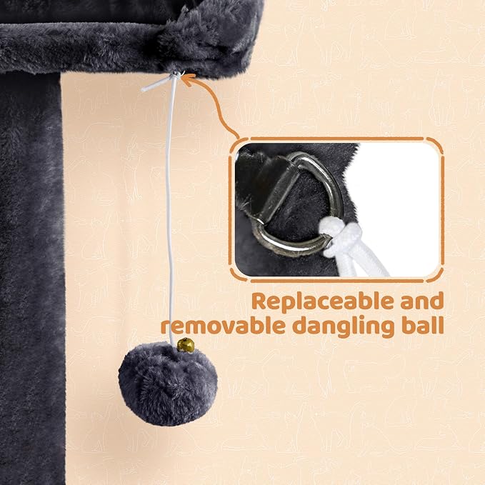 Topeakmart Multi-Level Cat Tree for Indoor Cats Cat Tree Tower for Large Cats with Sisal-Covered Scratching Posts, Condo, Stable Cat Tower, Cat Furniture Play Center for Indoor Cats Activity | Easy to assemble, a great first cat tree with perches, hamm...