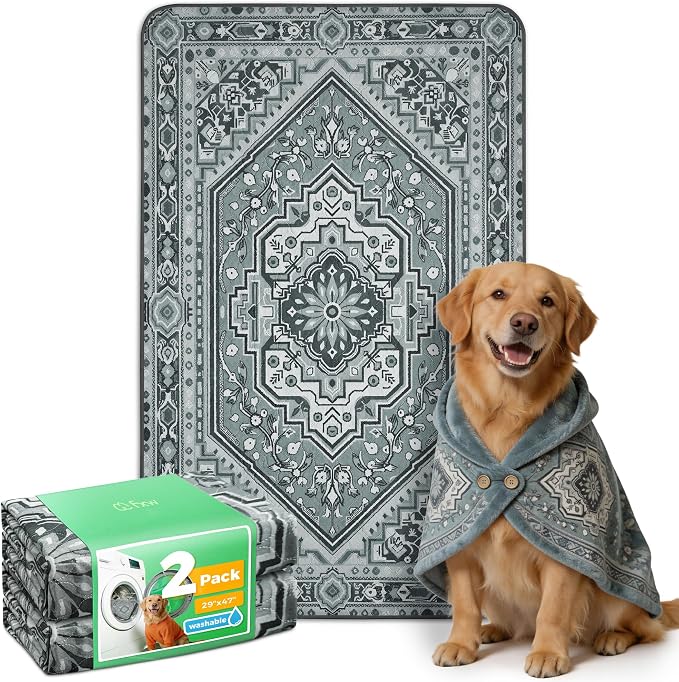 FXW Washable Pee Pads for Dogs, Super Absorbent, 29" x 47", 2 Packs | Machine washable, Non-slip backing