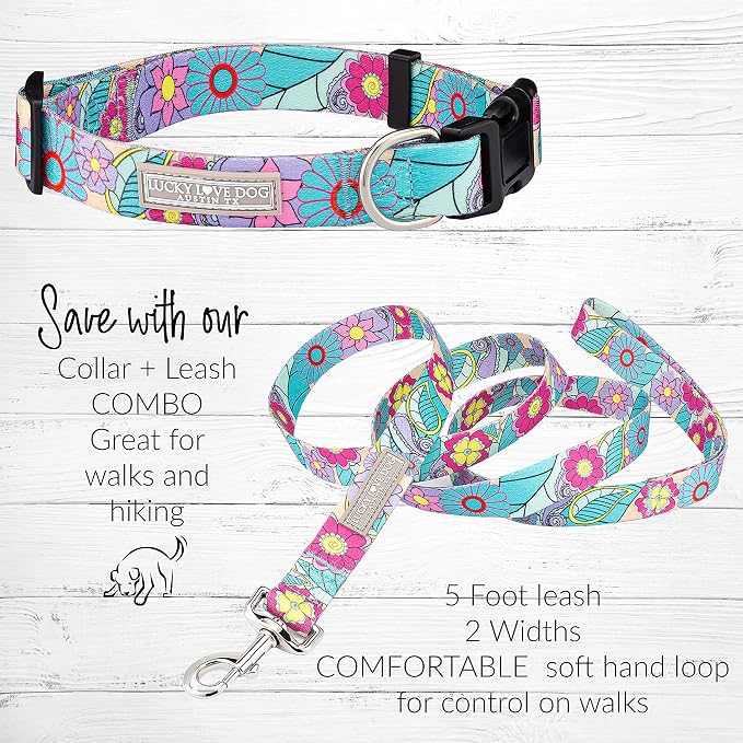 Lucky Love Dog - Adjustable Dog Collar with Easy Click Buckle for Large Ones, Durable, & Comfortable for Male & Female Dogs, Pet Collar for Puppies & Adult Dogs - Caroline, XL