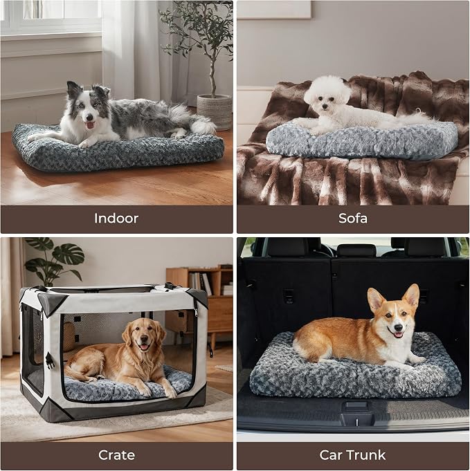 Double-Sided Dog Beds for Small Dogs, Washable Puppy Dog Crate Bed, Thick Supportive Pet Sleeping Mat, Reversible Dogs Pillow Weight Up to 25 lbs, 23x18, Dark Grey