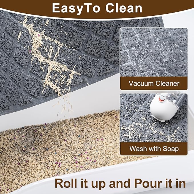 Cat Litter Box Mat,23 x 14 In,Trapping Mat Premium Durable PVC Pad,Grey | Easy to Clean，Non-Slip，Urine Waterproof