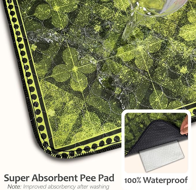 Washable Pee Pads for Dogs, Reusable Puppy Potty Training Pads, Ultra-Absorbent Thick Waterproof Leak-Proof Non-Slip Pads & Mat for Crate, Playpen, Floor, Whelping & Housebreaking , 2 Pack 48"x48"
