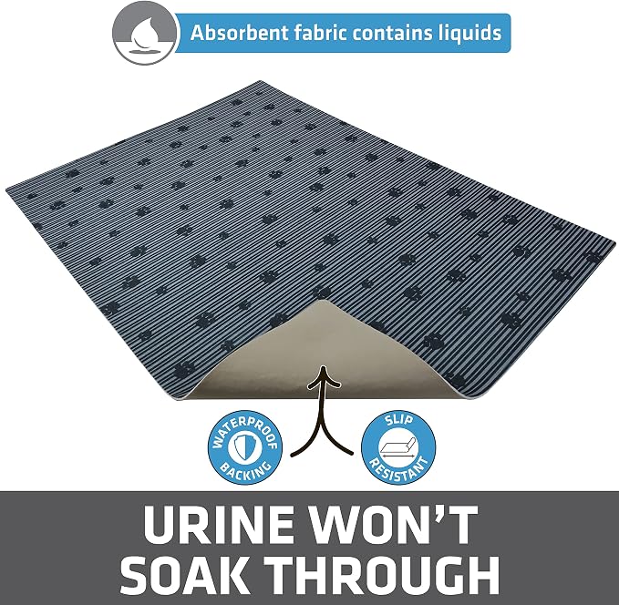 Drymate Cat Litter Box Mat, Litter Trapping Mat, Gray, 20x28 | Waterproof, Urine-Proof, Absorbent, Machine Washable, Soft on Paws, Contains Mess, Protects Floors, Kitten Supplies, USA Made