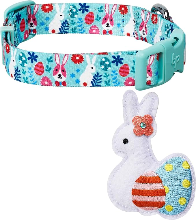 Blueberry Pet Easter Bunny & Egg Adjustable Dog Collar, Minty Green, Small, 12"-16" Neck, Dog Collars for Small Dogs, Puppy Collar, Easter Dog Collar Girl, Pink Easter Dog Bow Tie