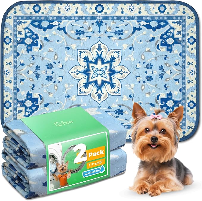 FXW Washable Pee Pads for Dogs, Super Absorbent, 17" x 23", 2 Packs | Machine washable, Non-slip backing