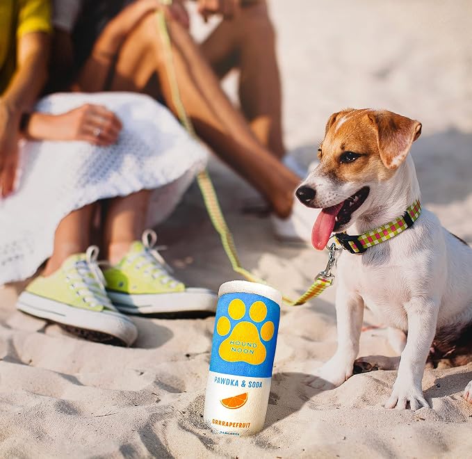 Bark Bros - Hound Noon - Two Pack Plush Squeaky Dog Toys Funny Drink Parody - Alcohol Dog Toy - Dog Birthday Toy - Cute Dog Toys - Beer Dog Toy - Puppy Gifts (Hound Noon Pawdka & Soda)