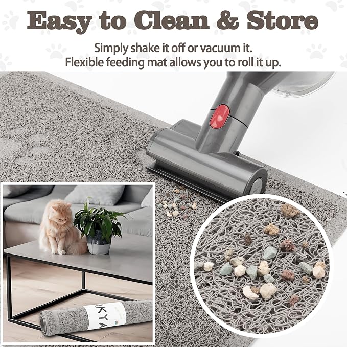 Darkyazi Cat Litter Box Mat for Floor Litter Trapping Mat Non-Slip Backing, Scatter Control, Easy Clean, Water Resistant, Soft on Paws (15.75" x 11.75",Gray Sand)