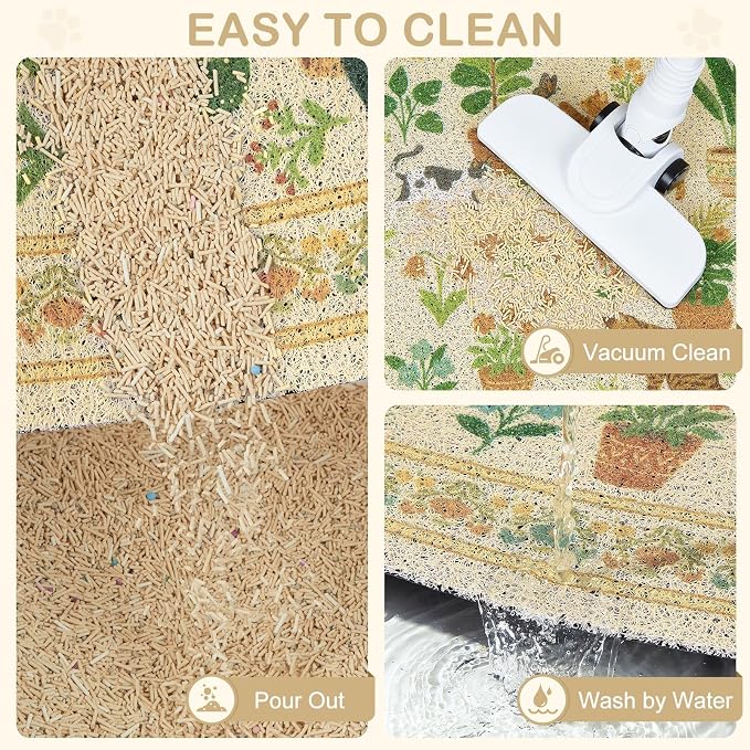 Unicorn Catcher 24"x15" Cat Litter Mat Non-Slip Washable Litter Box Mat | High-Density PVC Litter Catcher Mat Efficiently Traps Scattered Litter From Paws To Keep Floors Clean