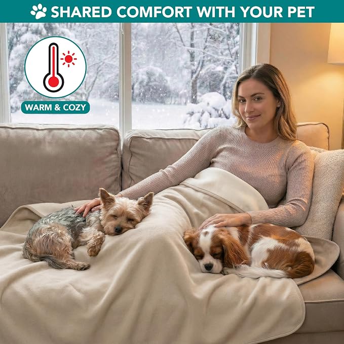PetAmi Waterproof Dog Blanket for Small Medium Dogs Cats, Pee Proof Reversible Cat Blanket for Kitten Puppy, Soft Fleece Washable Pet Throw for Couch Car Crate Liner, 29x40 Taupe Beige
