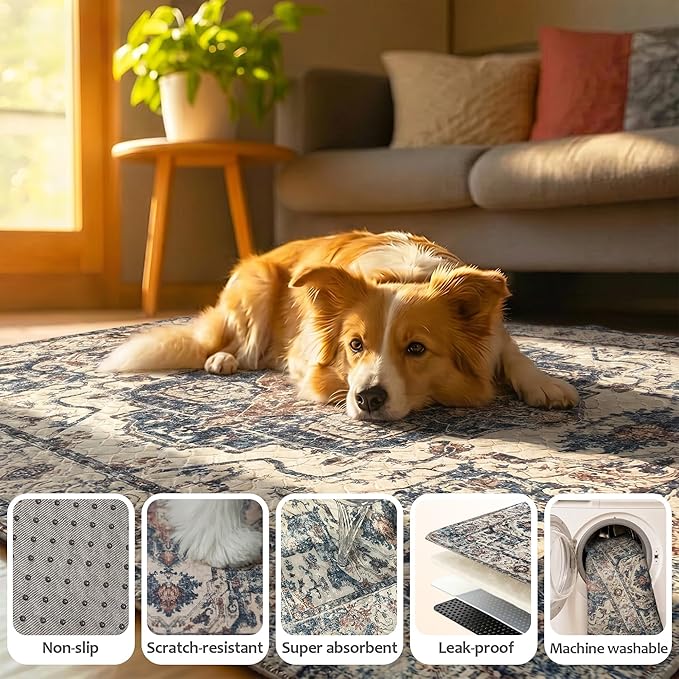 Washable Pee Pads for Dogs, Reusable Puppy Potty Training Pads, Ultra-Absorbent Thick Waterproof Leak-Proof Non-Slip Pads & Mat for Crate, Playpen, Floor, Whelping & Housebreaking , 2 Pack 36"x36"