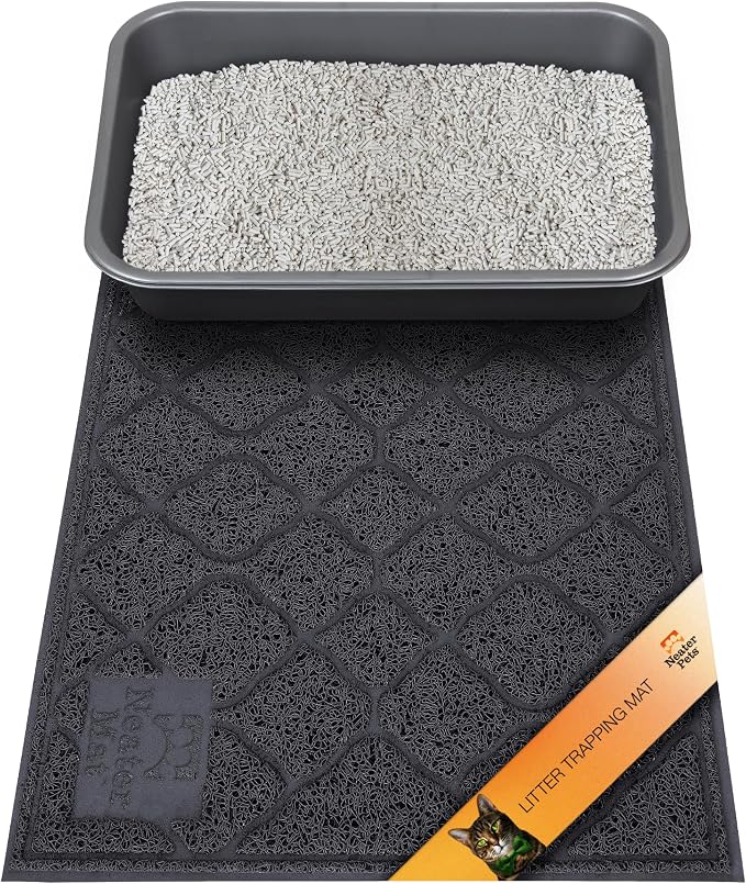 Neater Pets Neater Mat Cat Litter Mat, Thick & Durable Cat Mat for Litter Box, Trapper Pad Catches Mess to Protect Indoor Floors, Soft on Kitty Paws, Anti-Skid Grip Backing, Easy to Clean, Black