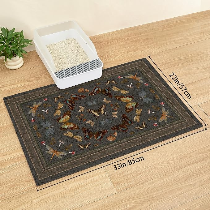 Unicorn Catcher 33"x22" Cat Litter Mat Non-Slip Washable Litter Box Mat | High-Density PVC Litter Catcher Mat Efficiently Traps Scattered Litter From Paws To Keep Floors Clean