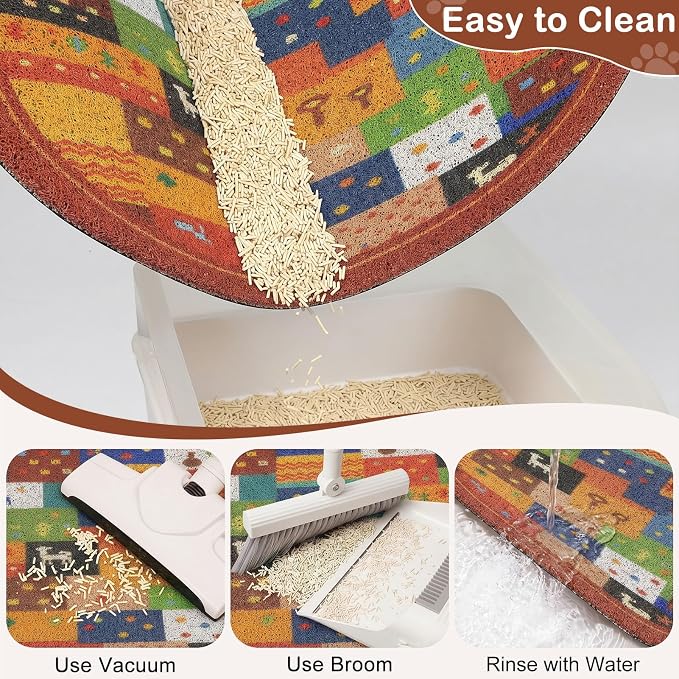 Bienbee Cat Litter Mat, 24" x 15" Dense Trapping Mesh for Litter Boxes | Litter Box Mat with PVC Mesh, Waterproof &Urineproof, Non-Slip Grip, Soft On Kitty Paws and Easy to Clean to Protect Floor
