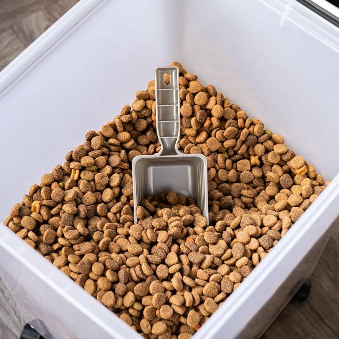 IRIS USA Dog Food Storage Container, 2-Pack, Up to 54 lbs, Black | Made in the USA, Comes w/ Wheels & 2-Cup Scoop, Airtight Seal, BPA-Free, Bird Seed, Cat food, Cat Litter, Multi-Pet Household