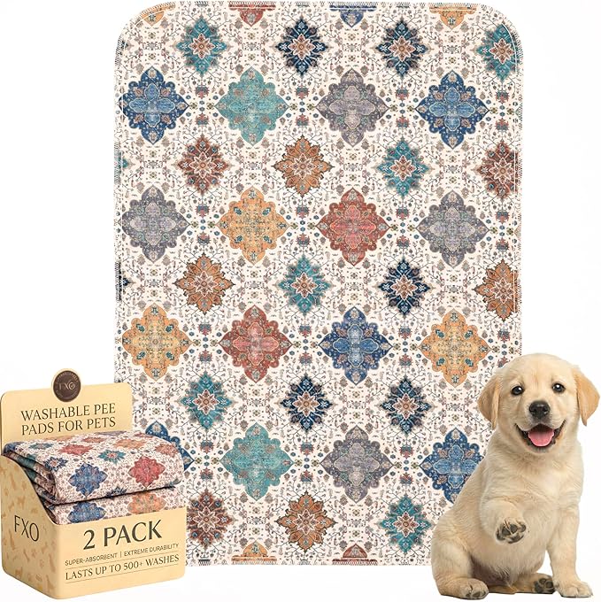 Washable Pee Pads for Dogs,Great Urine Absorbent Reusable Puppy Training Pads,Waterproof,Leak-Proof & Non-Slip Potty Pads for Whelping,Crate,Playpen,Bed.(Colorful Day,18"x24")