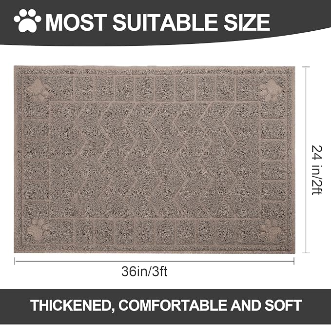 Cat Litter Mat, Litter Trapping Mat Soft on Kitty Paws, 35" x 24" Kitten Litter Box Mat for Cleaner Floors, Waterproof, Easy Clean, Durable Large Size Cat Litter Pad for Kitten.