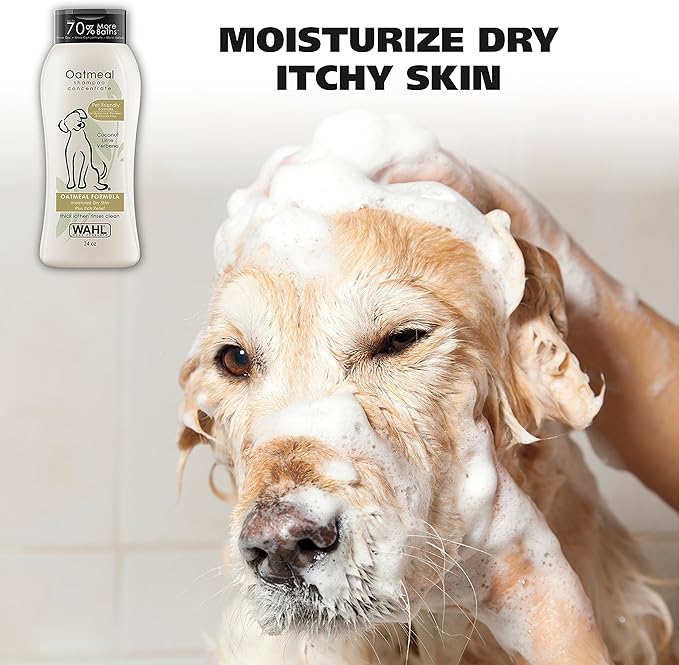 Wahl USA Dry Skin & Itch Relief Pet Shampoo for Dogs – Oatmeal Formula with Coconut Lime Verbena Scent & Pet Friendly Formula, 24 Oz - Model 820004A | Oatmeal Formula Moisturizes Skin & Provides Itch Relief For Sensitive Skin Dogs, Pet Friendly Formula...