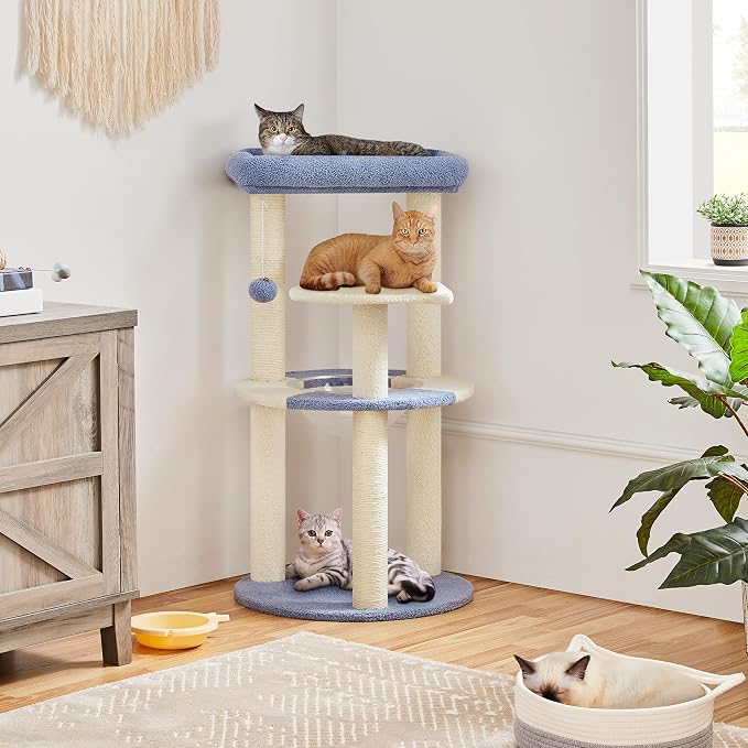 Topeakmart 35in Cat Tree Cat Tower Furniture w/Dangling Ball Platform Perch and Scratching Post for Kittens Cats