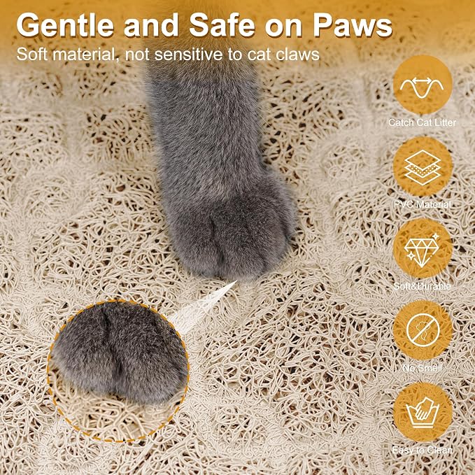 Cat Litter Box Mat, 35" x 24" Large Kitty Litter Trapping Mat Keep Floor Clean, Litter Box Mat Scatter Control, Waterproof, Easy to Clean, Durable Large Size Litter Mats for Floor