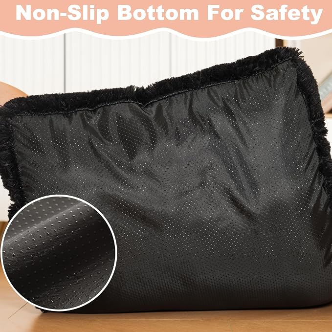 Bedfolks Waterproof Dog Crate Bed, Plush Small Dog Pad, 23"x18", Black | Faux Fur Plush Cover, Removable Washable Outer, Waterproof Inner Lining, Non-Slip Base, Crate Pad and Dog Pillow