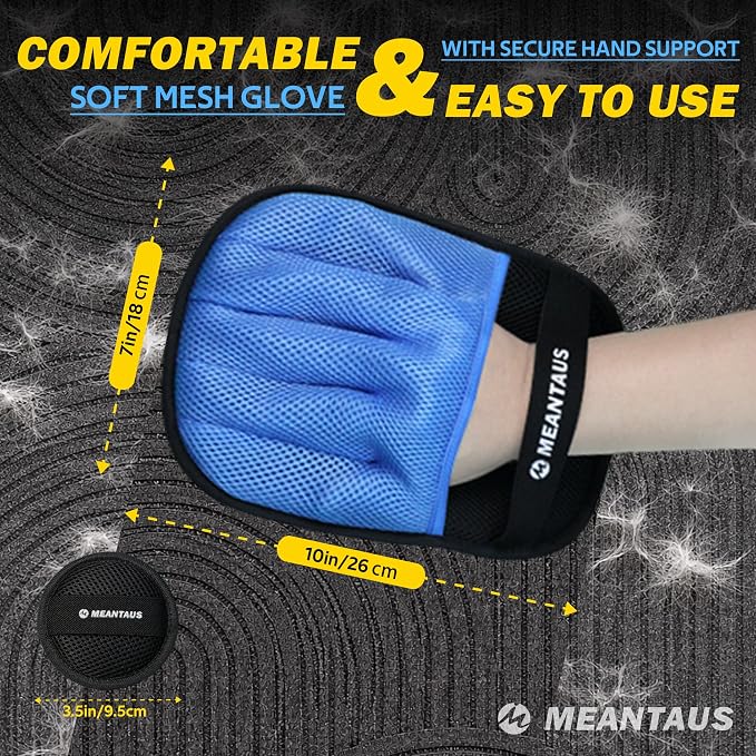Reusable Electrostatic Pet Hair Removal Glove for Dogs & Cats with Self-Cleaning Pad - Works on Furniture, Clothing, Bedding & Car Seats