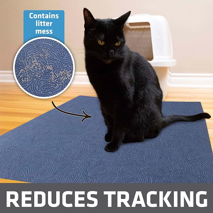 Drymate Cat Litter Box Mat, Litter Trapping Mat, Blue, 29x36 XL | Waterproof, Urine-Proof, Absorbent, Machine Washable, Soft on Paws, Contains Mess, Protects Floors, Kitten Supplies, USA Made