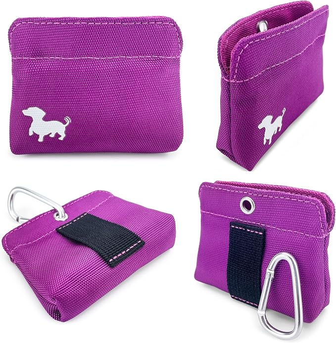 Extra Small Dog Treat Pouch – Slim Magnetic Pocket Dog Treat Bag for Walking & Training – Discreet Clip On Treat Pouch for Leash, Waistband or Pocket – Mess Free Storage (Pink)