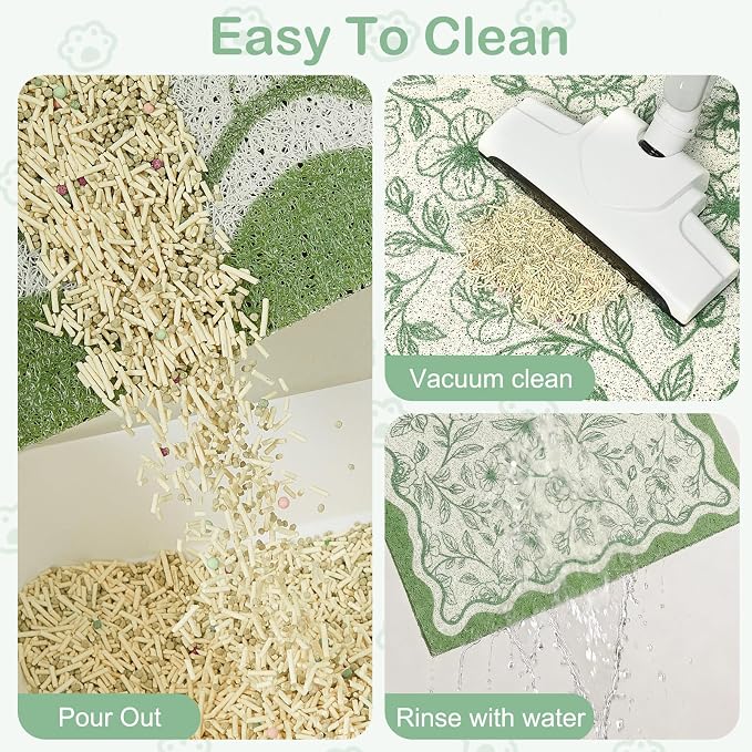 Glittme Cat Litter Mat, 33"x22" Non-Slip Washable Trapping Mat for Cats | Litter Trapping Mat With Thick PVC Coil To Catch Scatter, Soft On Paws And Waterproof Bottom To Protect Floors
