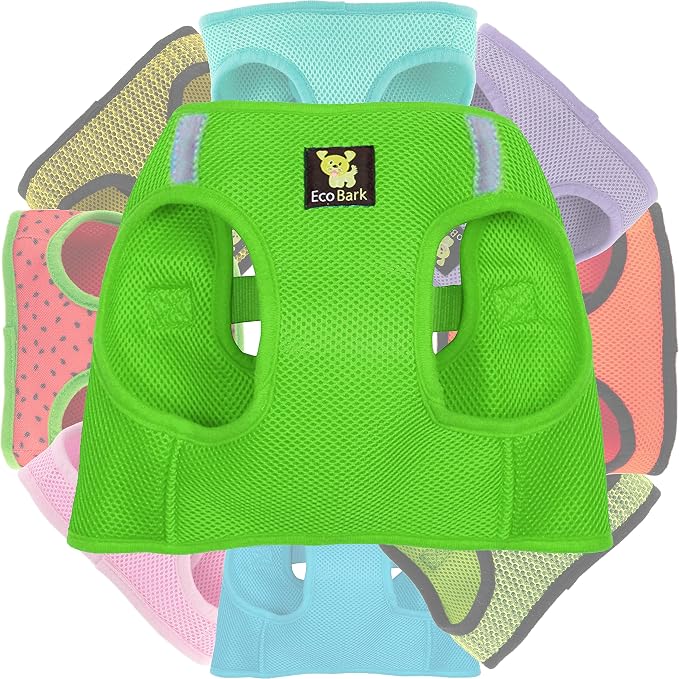 EcoBark Step in Dog Harness - Eco-Friendly Dog Harnesses for for Small & Medium Breed Dogs - Reflective and Adjustable Chest Body Halter Vest -Soft Luxurious Mesh (Green, XL)